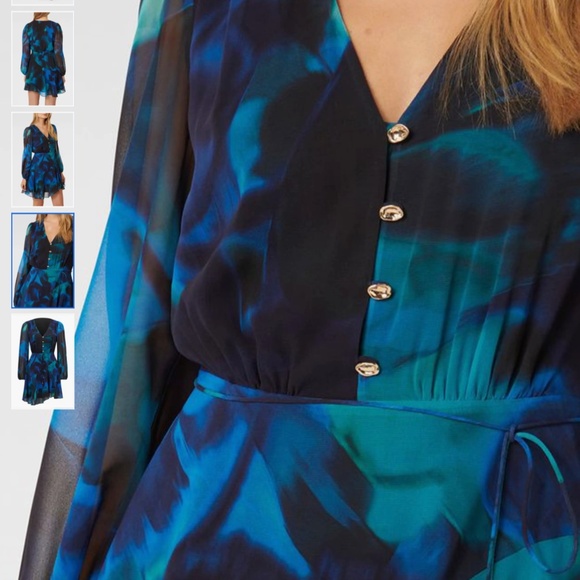 Ever New Tamara Abstract Print Long Sleeve Asymmetric Minidress, size 6 - Picture 3 of 14